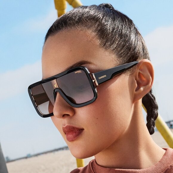 Carrera FLAGLAB 14 03R7 9O Sunglasses Pink Beige Shield Frame, Grey Lenses - Picture 2 of 13